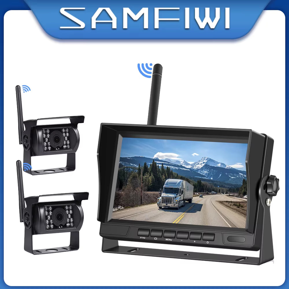 7 Inch Car Monitor Wireless Truck Backup Rear View Display and Wifi Reverse Backup Camera for Car RV Bus TV Display Screen